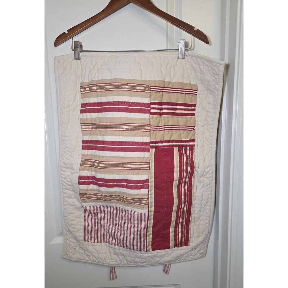 2 Pottery Barn Vintage Stripe Patchwork Quilted Pillow Shams Ticking 2007 STD - Picture 13 of 13
